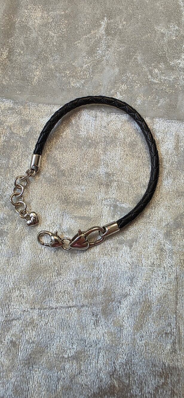 Brighton Black Braided Leather Whimsigoth Charm Bracelet